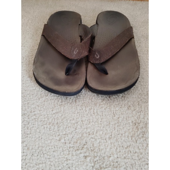 Olakaui Kumu Brown Snakeskin Flip Flops 10103‑4128 GF‑174 Men\'s Size 15 main image 10
